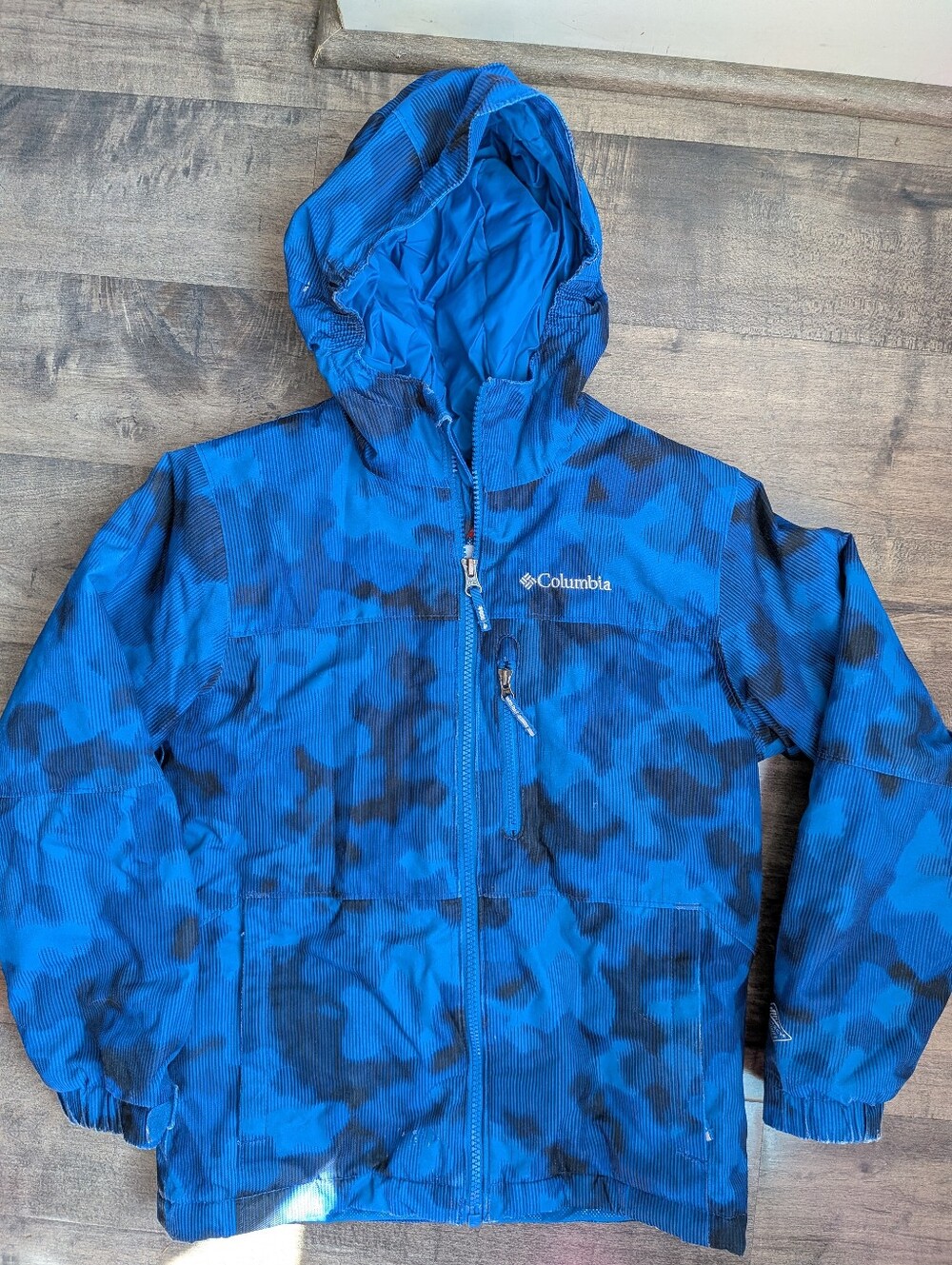 Columbia Boys S 8 Omni-Heat Waterproof Winter Ski Jacket Blue Camo WB1028